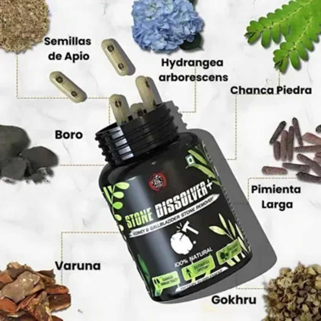 ¡Nuevo! Stone Dissolver™ La solución natural para los cálculos renales.