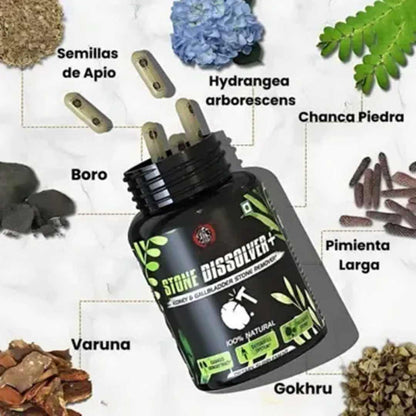 ¡Nuevo! Stone Dissolver™ La solución natural para los cálculos renales.
